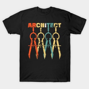 Retro Architect Compass Architecture Teacher Student T-Shirt